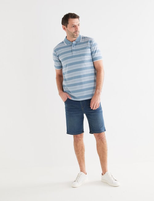 Chisel Stripe Pique Short Sleeve Polo, Teal product photo View 03 L