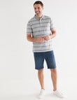 Chisel Stripe Pique Short Sleeve Polo, Grey Marle product photo View 03 S