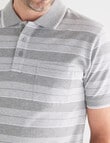 Chisel Stripe Pique Short Sleeve Polo, Grey Marle product photo View 04 S