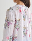 Ella J Vintage Print Pleat Detail Shirt, White product photo View 06 S