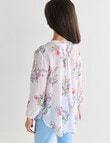 Ella J Vintage Print Pleat Detail Shirt, White product photo View 02 S