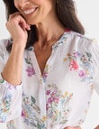 Ella J Vintage Print Pleat Detail Shirt, White product photo View 04 S