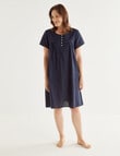 Ruby & Bloom Hail Spot Short Sleeve Nightie, Navy, 10-26 product photo View 03 S