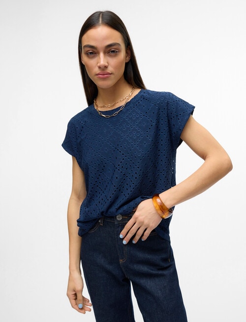 Vero Moda Tassa Short Sleeve Top, Navy Blazer product photo