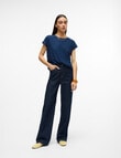 Vero Moda Tassa Short Sleeve Top, Navy Blazer product photo View 03 S