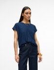 Vero Moda Tassa Short Sleeve Top, Navy Blazer product photo View 05 S