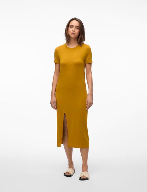 Vero Moda Kelly Jo Short Sleeve Calf Length Dress, Chai Tea product photo