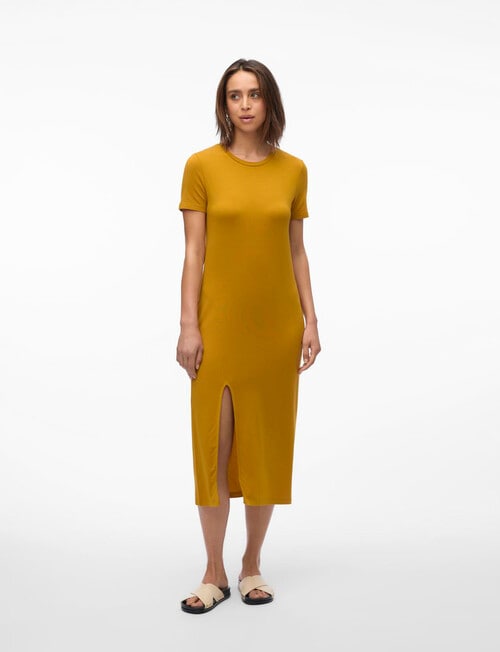 Vero Moda Kelly Jo Short Sleeve Calf Length Dress, Chai Tea product photo View 04 L