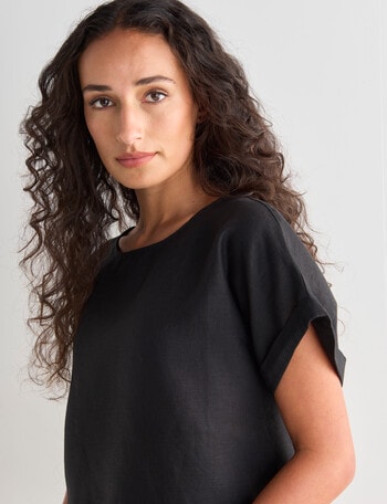 Zest Essential Linen Top, Black product photo