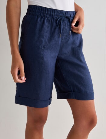 Zest Essential Linen Knee Short, Navy product photo