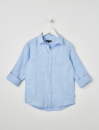 No Issue Linen Long Sleeve Roll Up Shirt, Blue product photo