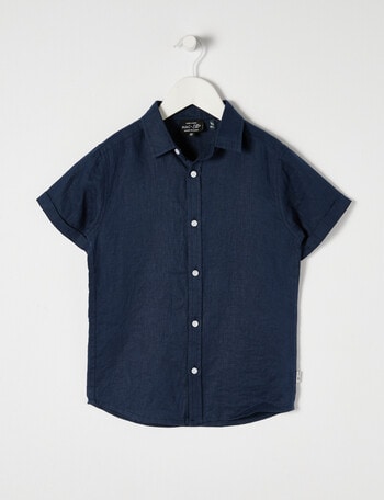 Mac & Ellie Linen Short Sleeve Shirt, Navy product photo