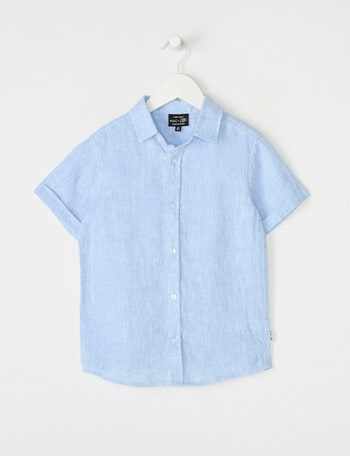 Mac & Ellie Linen Short Sleeve Shirt, Blue product photo