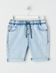 Mac & Ellie Pull-On Denim Short, Light Blue product photo