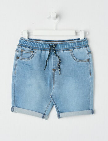 Mac & Ellie Pull-On Denim Short, Mid Blue product photo