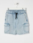 Mac & Ellie Denim Cargo Short, Blue product photo View 03 S