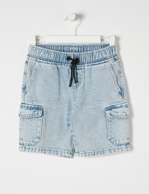 Mac & Ellie Denim Cargo Short, Blue product photo View 03 L