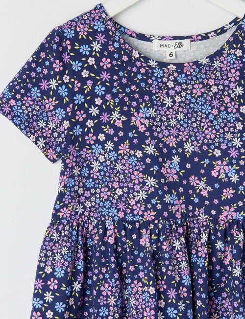 Mac & Ellie Floral Patchwork Knit Short Sleeve Dress, Navy product photo View 02 L