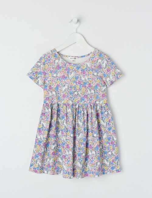 Mac & Ellie Unicorn Foral Knit Short Sleeve Dress, Vanilla product photo