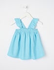 Mac & Ellie Linen Blend Sleeveless Frill Top, Ocean Blue product photo