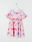 Mac & Ellie Floral Knit Short Sleeve Frill Sleeve Dress, White product photo