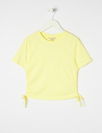 Switch Short Sleeve Side Ruched Tee, Lemonade product photo