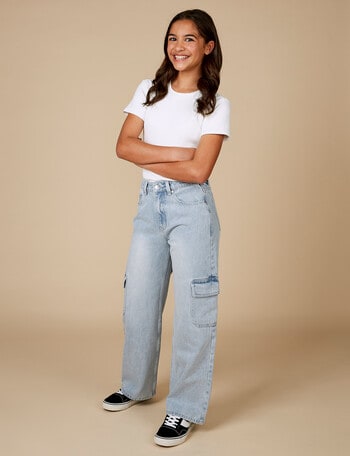 Switch Taylor Wide Leg Cargo Jean, Washed Blue product photo