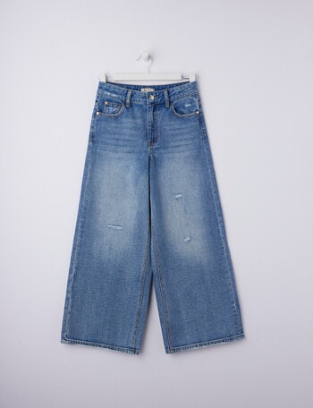 Switch Y2K Wide Leg Distressed Jean, Mid Blue product photo