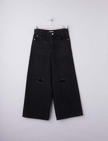 Switch Y2K Wide Leg Distressed Jean, Black product photo