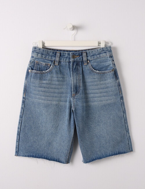 Switch Raw Hem Denim Jort, Mid Blue product photo