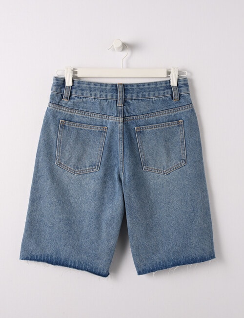 Switch Raw Hem Denim Jort, Mid Blue product photo View 02 L