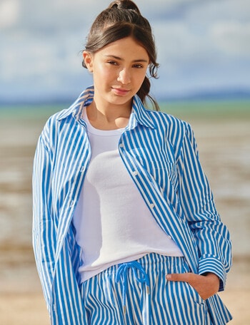 Switch Relaxed Cotton Stripe Shirt, Bluebell product photo