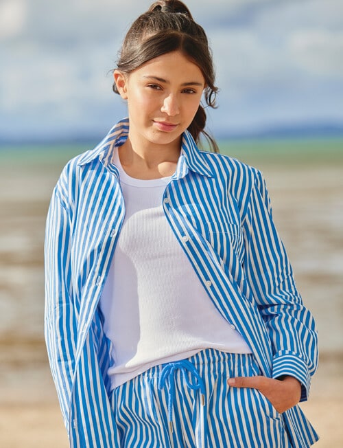 Switch Relaxed Cotton Stripe Shirt, Bluebell product photo