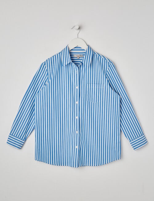 Switch Relaxed Cotton Stripe Shirt, Bluebell product photo View 03 L