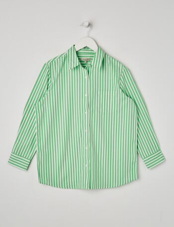 Switch Relaxed Cotton Stripe Shirt, Green product photo