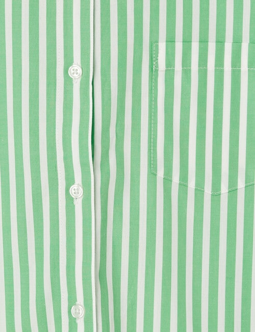 Switch Relaxed Cotton Stripe Shirt, Green product photo View 02 L