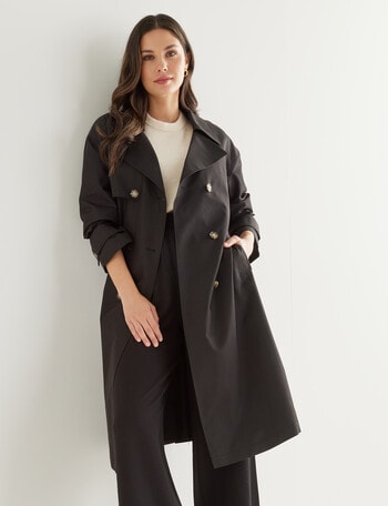Whistle Classic Trench Coat Long Sleeve, Black product photo