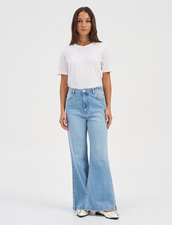 ONLY Mosman Wide Flared Denim Jeans, Light Blue Denim product photo