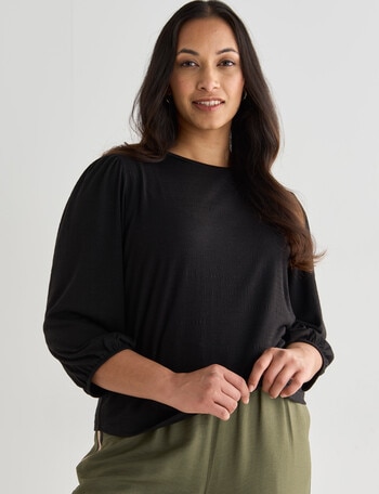 Whistle 3/4 Puff Sleeve Tee, Black product photo