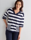 Line 7 Bel Air Stripe Top, Navy & White product photo