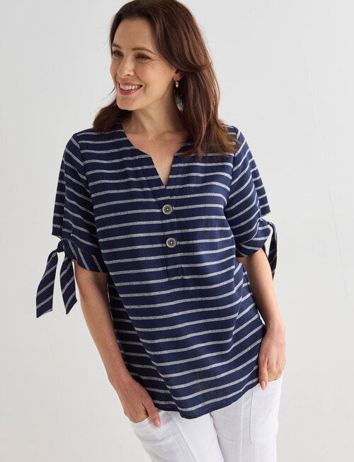 Line 7 Goldie Stripe Top, Navy & White product photo