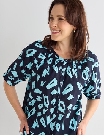 Line 7 Create Printed Top, Navy & Aqua product photo