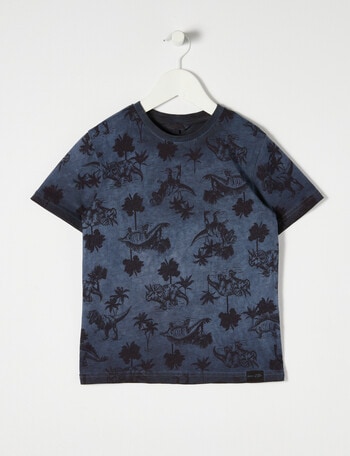 Mac & Ellie Jungle Dino Short Sleeve Tee, Faded Denim product photo