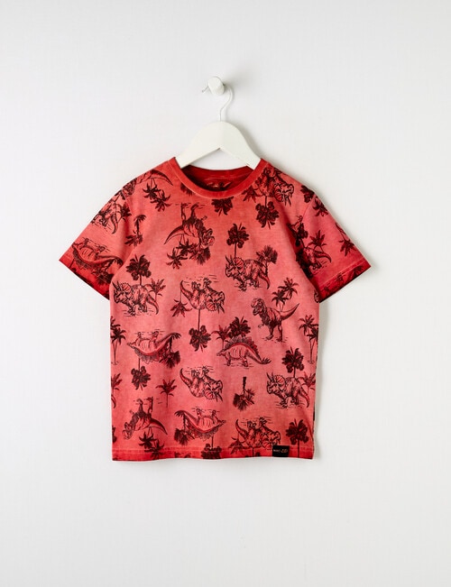 Mac & Ellie Jungle Dino Short Sleeve Tee, Faded Red product photo