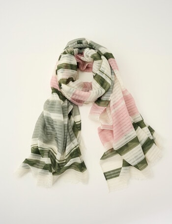 Boston + Bailey Stripe Lightweight Scarf, Olive & Pink product photo