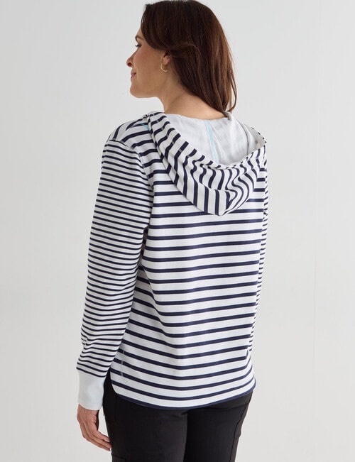 Line 7 Recess Stripe Hooded Jersey, Navy & White product photo View 02 L