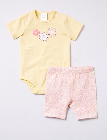 Teeny Weeny Bike Shorts & Bodysuit Set, 2-Piece, Lemon product photo