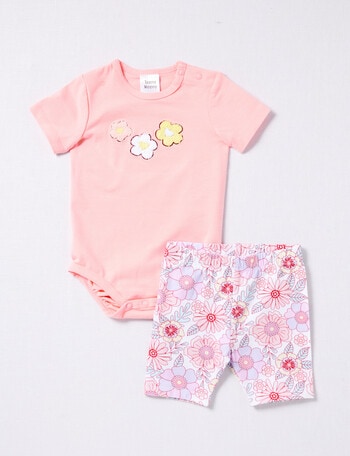 Teeny Weeny Bike Shorts & Bodysuit Set, 2-Piece, Melon product photo