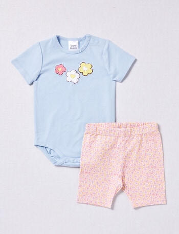 Teeny Weeny Bike Shorts & Bodysuit Set, 2-Piece, Dusty Blue product photo