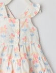 Teeny Weeny Abstract Flower Woven Tiered Dress, White product photo View 03 S